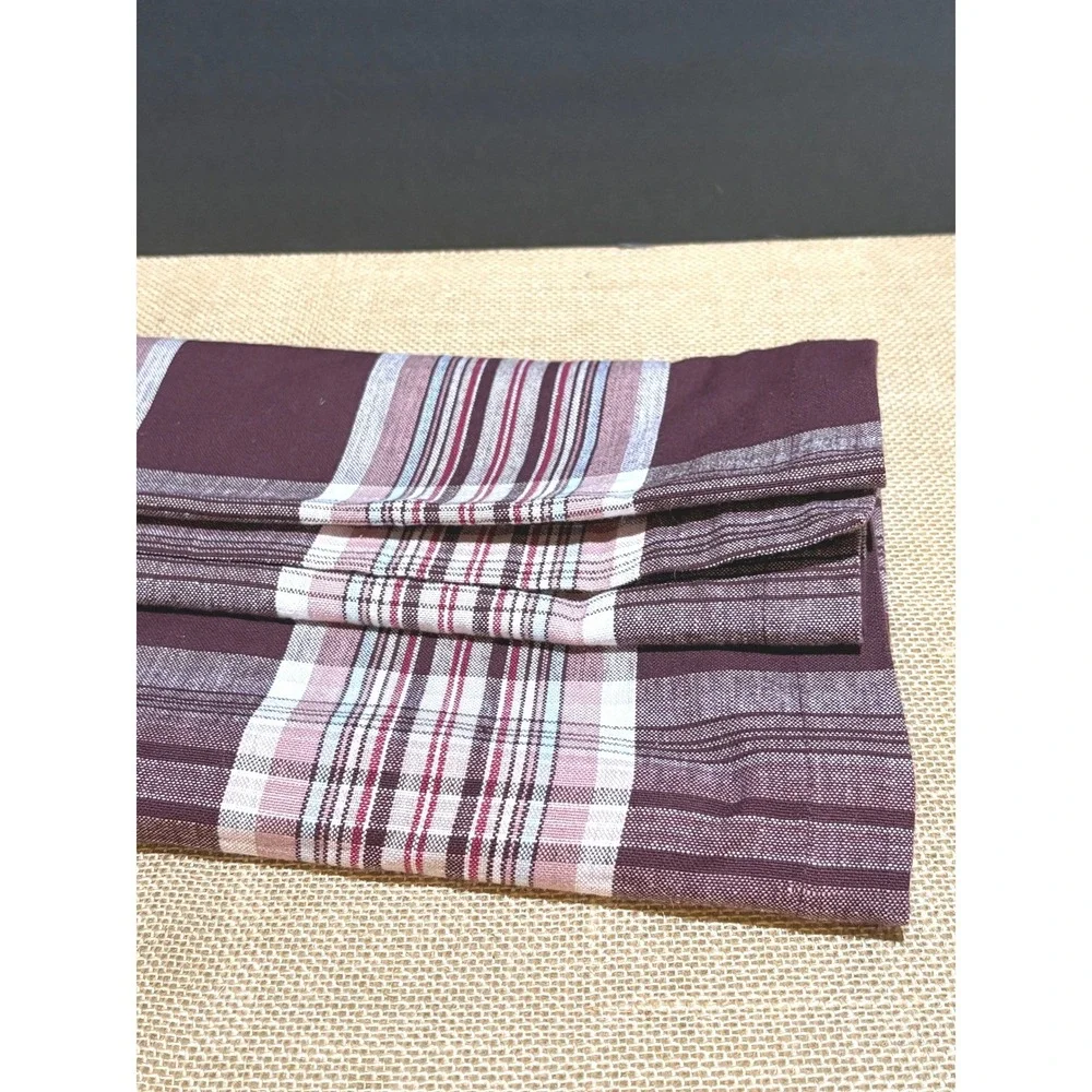 Sur la Table Burgundy‎ Plaid Cotton Table Runner 16x108 India Woven Thanksgiving